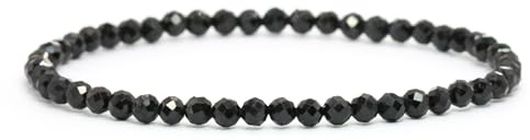 LAKADA Echtes Edelstein Armband mit facettierten 4mm Perlen Heilstein Schutzstein Edelsteinarmband Glücksbringer Talisman Geschenk