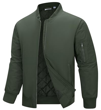 33,000ft Bomber Jacket Men Waterproof Windbreaker Insulated Puffer Jackets Sports Jackets Outwear for Motorcycle Hiking Golf Sailing
