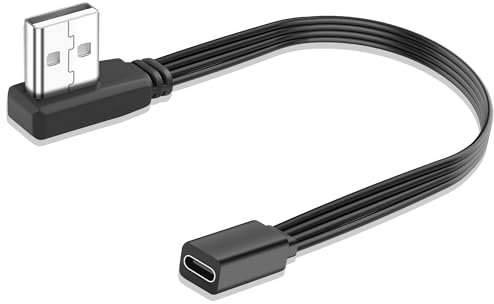 JSADZKJ Câble USB 2.0 vers USB-C Convertisseur d'angle 90 degrés USB 2.0 mâle vers USB Type C Femelle Câble Court USBA vers Type C pour PC, Ordinateur Portable 20CM (Angle Gauche)