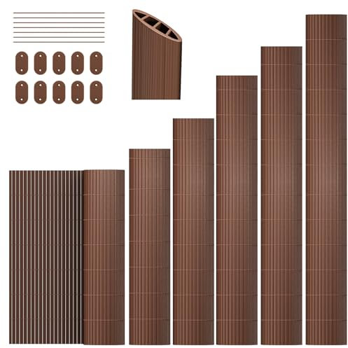 INMOZATA PVC Sichtschutzmatte 100x500cm mit Dreifach Verstärkung Innen, Balkon Sichtschutz Garten Zaun Sichtschutz mit Kabelbindern,Windschutz Wasserdicht ohne Bohren für Balkon Garten Terrasse-Braun