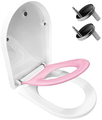 ZHONYEE Toilet Seat Lid 2 in 1 Dual-Layer U-Shape - Soft Close Quick Release Adjustable Easy to Clean Child Top Layer & Adult Bottom Layer - Pink