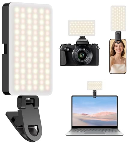CIYYFVA Luce per Foto Portatile, 2700K-6500K Luce Selfie per Telefono, CRI 95+ Luce Fotografica con 3 Modalità e 10 Livelli di Luminosità per Telefono, iPad, Laptop, Fotocamera