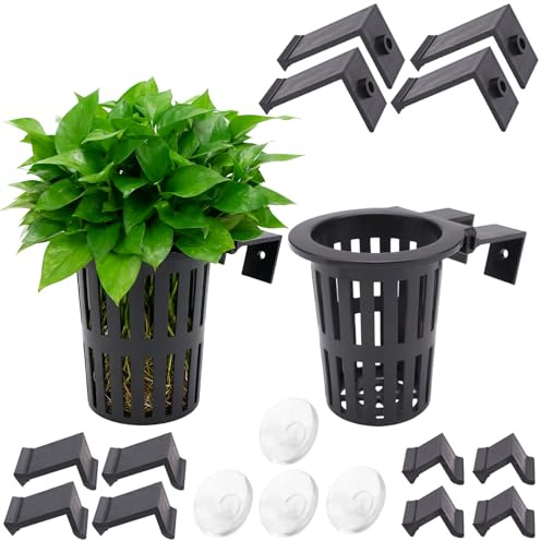 2pcs Large Aquarium Plant Holder, with 12 Extension Hooks & 4 Suction Cups Upgraded Aquarium Live Planter Hangers Accessories for Fish Tanks Aquaponic Cultivation & Aquascape Decoration