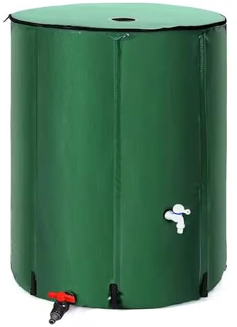 TRAGLO Barril de lluvia plegable, sistema portátil de recolección de agua de lluvia, tanque de agua, contenedor con grifo de filtro para riego de jardines y lavado de autos(100L)