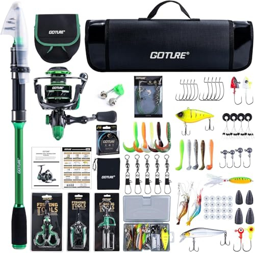 Goture Angelset Teleskop-Angelrute 24T Carbon 1,8/2,1/2,4/2,7m, Spinnrolle
