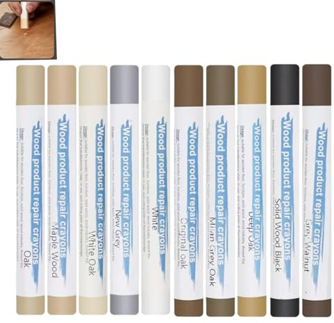 Zpeiran Kit per Riparazione Mobili,10 Pezzi Kit Riparazione Legno e Laminato,Pastelli a Cera e Marcatori Legno per Riempire Graffi e Fori su Tavoli,Scrivanie,Pavimenti,Piastrelle