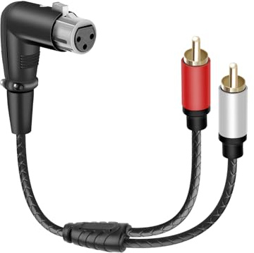 YANBORONSN Cavo di Collegamento Y-Splitter XLR Femmina 90° a Doppio RCA Maschio, Cavo Audio Stereo 3 PIN XLR 1 Femmina a 2 RCA Maschio per Sistemi Stereo Hi-Fi, Mixer (30CM)