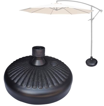 WAHEWUD Umbrella Base Fillable With Sand Or Water For 3.5 to 3.8 cm 1.4 to 1.5 inch Pole Portable Patio Garden Pool Outdoor HDPE Base Gray Black (Black)
