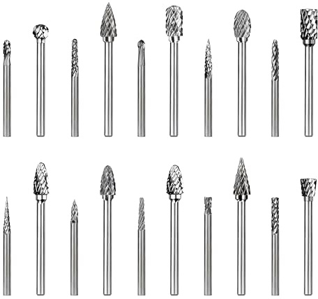 PLATINUMEDGE 20-Piece Carbide Burr Set, Double Cut Tungsten Carbide Rotary Bits with 1/8 Shank – High-Speed Metal Grinding, Carving, Polishing & Engraving for Wood, Stone, Steel, Plastic