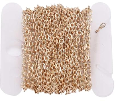 5 m/5,47 Yards 1, 2,0, mm ovale Gliederkette aus Messing zur Schmuckherstellung, DIY-Materialien, Zubehör(KC Gold,1.5mm x 5m)