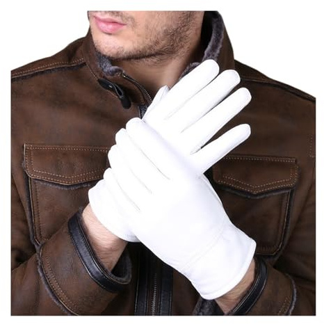 Zymjzbetic Leder-Autohandschuhe Lederhandschuhe for Damen und Herren, mit festem Handgelenk Knöpfen, for, Lammfell, for Fahren