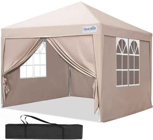Quictent Faltpavillon 2x2m wasserdicht | Partyzelt, Gartenpavillon, mit Seitenwänden, UV-Schutz 50+, Tragetasche inkl, Stahlrahmen, einfacher Aufbau