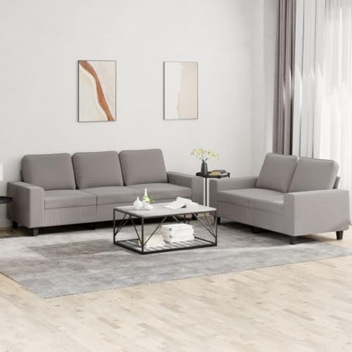 WDGJJFECNMUEHI 2-TLG. Sofagarnitur Taupe Stoff Sofa Set 2-Sitzer und 3-Sitzer Wohnzimmer Couchgarnitur Modern Bequem mit Polsterung Robustes Gestell