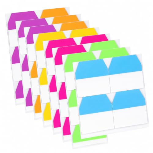 Sticky Index Tabs 600 PCS 6 Colors PET Page Markers Tabs for Book Notebooks | Neon Translucent Adhesive Tabs for Highlighting Filing and Colour Coding Office Study Organisation