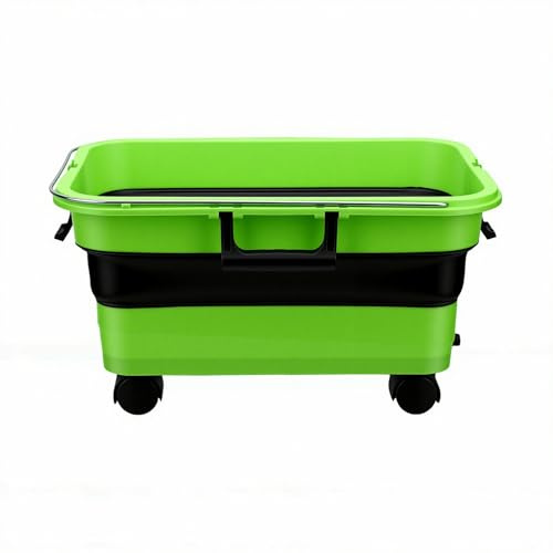 Eujgoov Fällbar Hink 5,8 Gallon med Hjul och Avloppsplugg | PP-silikon, Bilvätt Camping RV, Trycktvättadapter, Campingdisk, Husdjurbadning Tvätt, Inomhusarbete