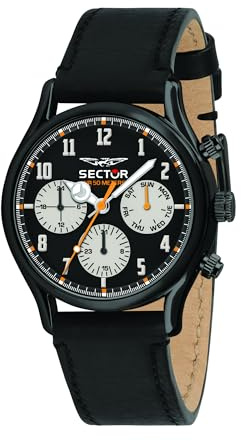 Sector No Limits Orologio da uomo, Collezione 660, movimento al quarzo, multifunzione, in acciaio, PVD nero e pelle naturale - R3251517001