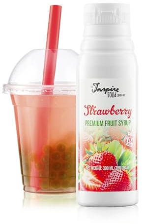 The Inspire Food Company | Sirope de Frutas para Bubble Tea - 300ml - Fresa - Sin colorantes artificiales - 100% Vegano y Sin Gluten
