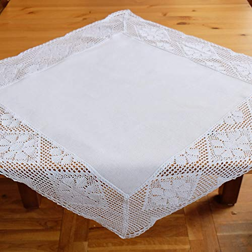 matches21 HOME & HOBBY Tischdecke JANA 85 x 85 cm weiß Elegante Häkelkante aus Spitze Mitteldecke Landhausstil Polyester