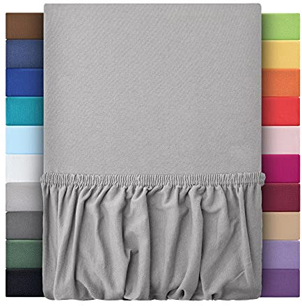 Premium Plus Topper Bezug Boxspring Spannbetttuch Jersey 180x200 cm - 200x220 cm 100% Baumwolle (Grau)