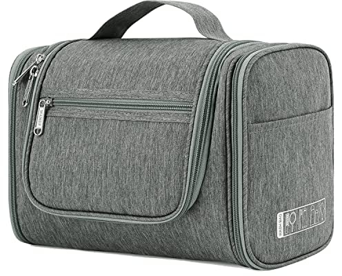 WANDF Groß Waschtasche, Kulturtasche zum Aufhängen für Damen, Kulturbeutel Herren Gross, Waschbeutel für Camping Reisen für Kinder Frauen Mann (Grau)