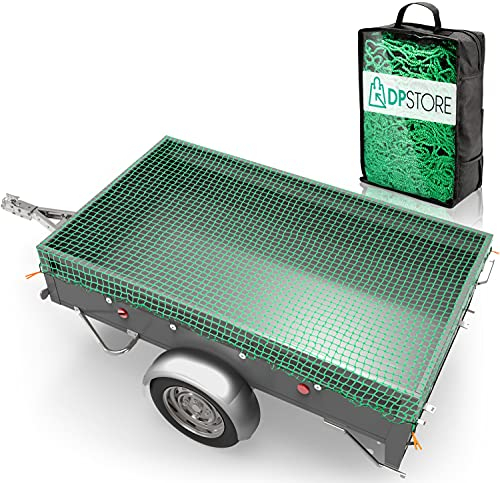 DPStore Anhängernetz 2mx3m mit 4 Eckmarkierungen - Hängernetz mit Spanngummi zur optimalen Ladungssicherung, extra Randverstärkung für längere Haltbarkeit! (2 X 3 OHNE Haken),