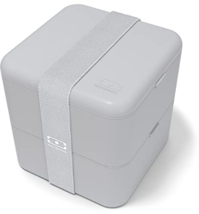 monbento - Gross Bento Box MB Square Coton mit Fächern Made in France - Auslaufsicher Lunchbox Perfekt für Büro/Meal Prep/Schule - BPA Frei - Lebensmittelecht - Grau