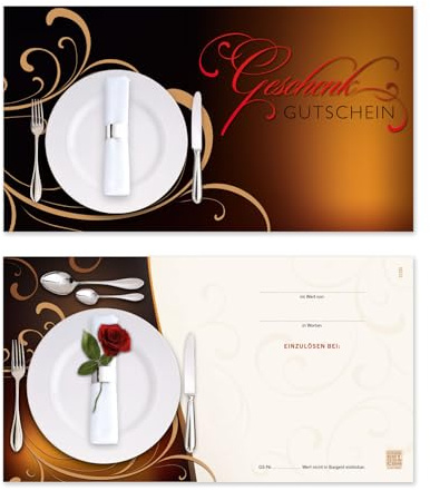 GESCHENKGUTSCHEINcom by POS-HAUER. 100 Gutscheine, blanko zum selber Ausfüllen. Für Restaurants Gasthäuser Gastronomiebetriebe. Restaurantgutscheine.