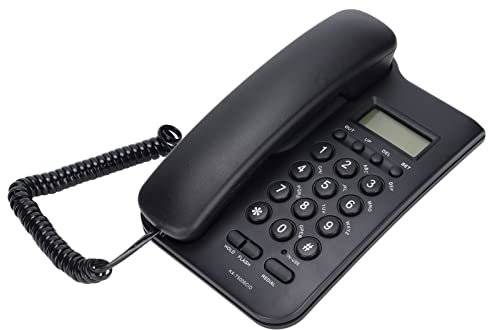 CCYLEZ Telefoni da Scrivania, Telefono con Filo, Telefono Fisso, Telefono Aziendale, Composizione Vivavoce e ID Chiamante, Design di Pulsanti per Hotel, Casa, Ufficio(Nero)