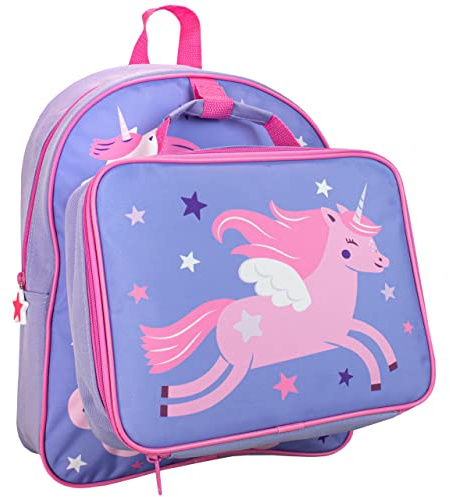 Harry Bear Kids Backpack and Lunchbag Set Purple Unicorn