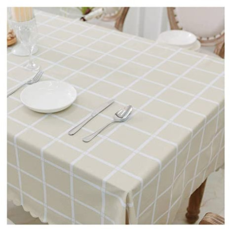 EHOMERY Wachstuchtischdecke Beschichtet Meterware Tischtuch Kinder Einfaches Quadratisches Gitter Tischdecke Abwaschbar Landhausstil Tischtücher Ostern Gelb Tischschutz Dekoration 120X180Cm