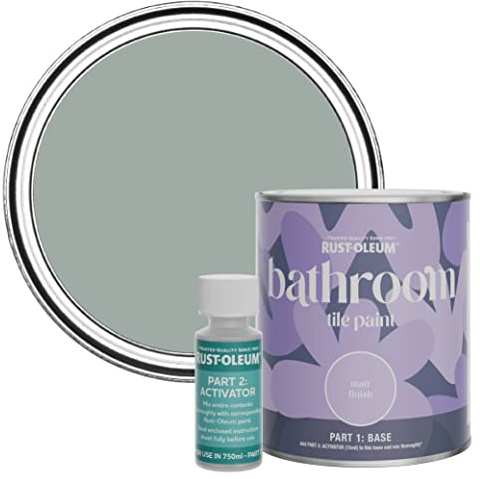 Rust-Oleum Grey Water-Resistant Bathroom Tile Paint in Matt Finish - Pitch Grey 750ml