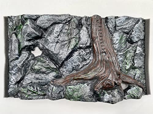 PLASTIKO - Aquarium Hintergrund 3D I Rückwänd 50x30 cm I Leicht zu Montieren und Reinigen I Keine Verklebung Erforderlich I Sicher für Tiere I Grau mit Baumwurzelmuster
