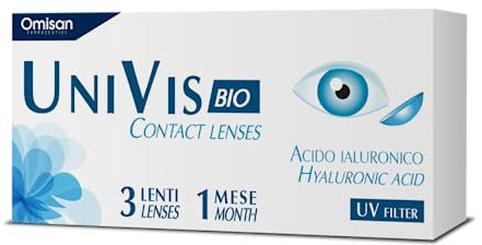 Univis Bio Contact Lenses, 3 Lenti A Contatto Mensili per la correzione della miopia -2.50
