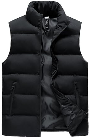 GIBZ Chaleco Acolchado Hombre, Chalecos sin Manga Casual Ligero Cálido, Chaqueta Invierno Cuello Alto, Acolchados Cazadora con Bolsillos