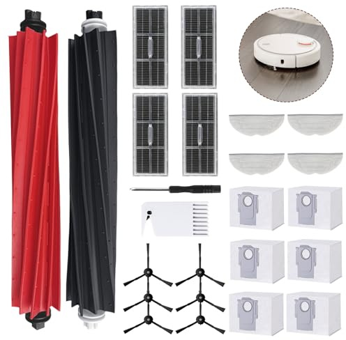 24 Stück Zubehörset für Roborock S8 Pro Ultra/S8 +/S8/G20, 1 - Hauptbürste, 4 - Aktivkohle-Filter, 4 - Doppelschwingtuch, 6 - Staubbeutel, 6 - Seitenbürsten, Perfekte Anpassung