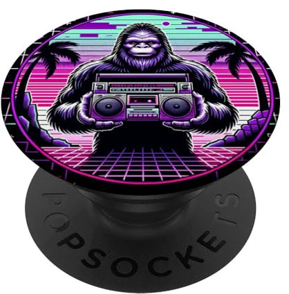 Vaporwave Bigfoot BoomBox Gifts 80er 90er Retro Telefonhalter PopSockets mit austauschbarem PopGrip