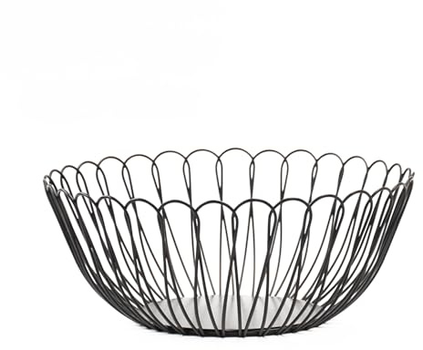 soulnioi Fruit Basket Iron Wire Fruit Bowl Fruit Holder Round Fruit Storage for Vegetable Snack Bread Home Decor - Black