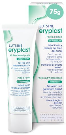 Pasta acqua Eryplast - unguento protettivo, crema per pannolini per bambini - calma, cura e proteggere la pelle dalla dermatite del pannolino - ipoallergenico, senza profumo e test pediatrico (75 g)