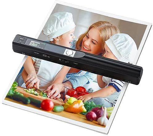 Fockety Portable Scanner, Wireless Mobile Document Scanner, Handheld Photo Scanner Wand with USB Cable, Business Card and Receipt Scanner for PC, Photo, A4, Document, Picture, Books