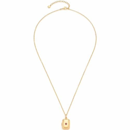 Leonardo Jewels Halskette Marlena Muttertags Special, Kette aus Edelstahl, goldfarbene Spiegel-Ankerkette, aufklappbarer Medaillon-Anhänger mit pinkem Glaskristal, 50-55 cm Länge, 023388