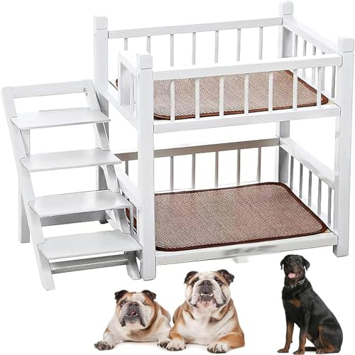 YMPFDGPW Haustierbett Hunde-Etagenbett, klein, abnehmbares Doppellagiges Haustierbett mit Treppe für kleine, mittelgroße und große Hunde (S, M, L, XL) Hundebett