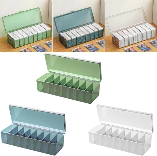 28*10*7.8cm Cable Organizer USB Kabelmanagement Box,Kartenorganisator,Visitenkarten Aufbewahrungs Box mit 8 Gittern,Groß Visitenkartenbox Transparent,Schreibtischschublade Zubehör (Transparent)