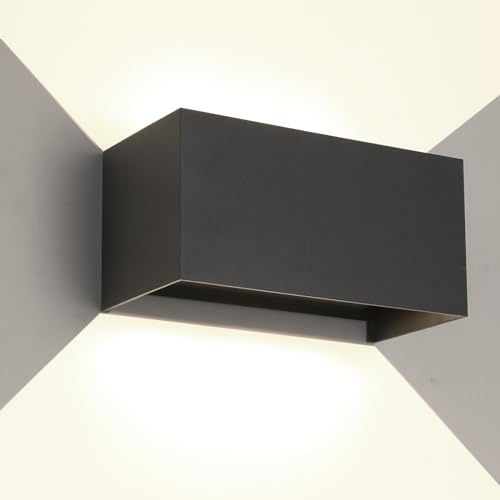 wisdom line Applique Esterno 25W LED, Lampada da Parete Esterno Interno Impermeabile IP65, Applique da Muro in Alluminio Angolo Regolabile 120°, Luce Bianco Naturale 4000K per Giardino, Nero