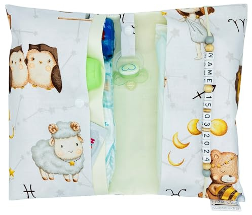 Große Windeltasche XXL mit Name personalisiert Wickeltasche - Sternzeichen Sternbilder weiß creme - für Jungen und Mädchen