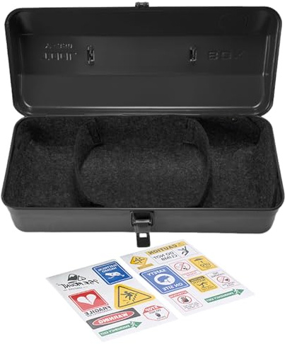 Caja de almacenamiento para suministros de camping, caja de almacenamiento de herramientas de metal, maleta portátil de camping, Diseño compacto de mano de maleta portátil de hierro con autocuello