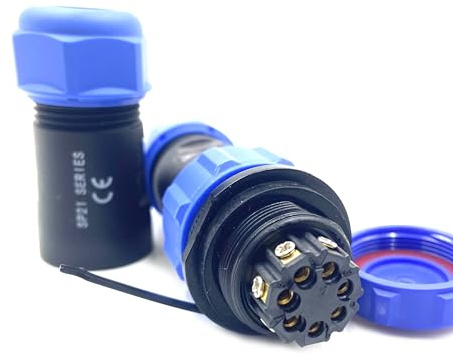 SP21 7 poli Aeronautica Connettore, IP68 Impermeabile 7Pin Nessuna Saldatura Connettore Elettrico Maschio Spina e Femmina Presa Adattatore per Lampade Esterne 500V 15A 14AWG Cavo (Cablaggio a Vite)