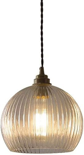 SANGPAO Home Decoration Milk White Glass Pendant Lamp Dome Shade Modern Nordic Island Lamp Ribbed Clear Glass Single Pendant Lamp Large Country Chandelier For Bedroom Dining Room Hallway Cafe
