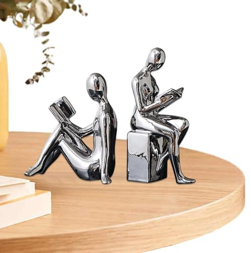 Dekorative Buchstützen, abstraktes Figuren-Design, robuste Buchstützen, rutschfeste Keramik-Buchstützen, Metall-Buchstützen, strapazierfähig, erweiterbare Buchstützen, einfach zu bedienen, tragbar für