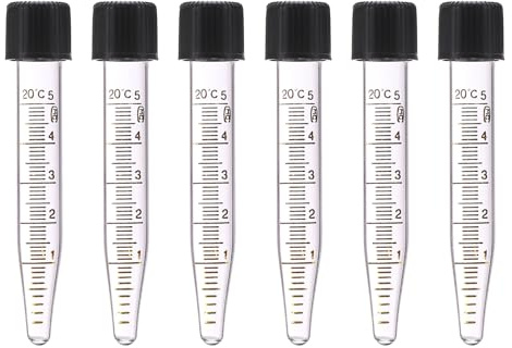 PATIKIL 6 Pcs 5ml Tubes À Centrifuger Fioles En Verre Graduées | À Fond Conique Avec Bouchon À Vis Pour Échantillons Liquides De Laboratoire