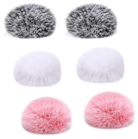 zealsound 6 pièces pare-brise de mic pour DJI MIC 2 / DJI OSMO POCKET 3, bonnette anti-vent en fourrure, filtre anti-pop en mousse (NON compatible avec DJI MIC 1)(2 PCS noir,2 PCS blanc et 2 PCS rose)